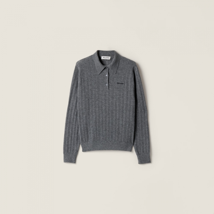 Miu Miu Cashmere polo sweater Slate Gray