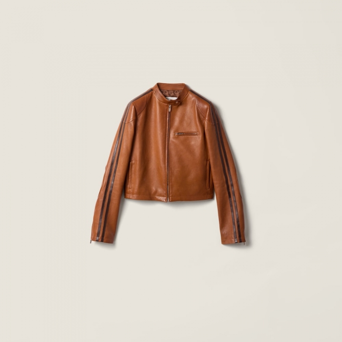 Miu Miu Nappa leather jacket Brandy
