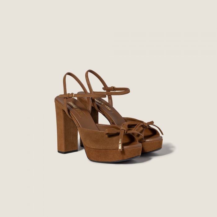 Miu Miu Suede platform sandals Oak