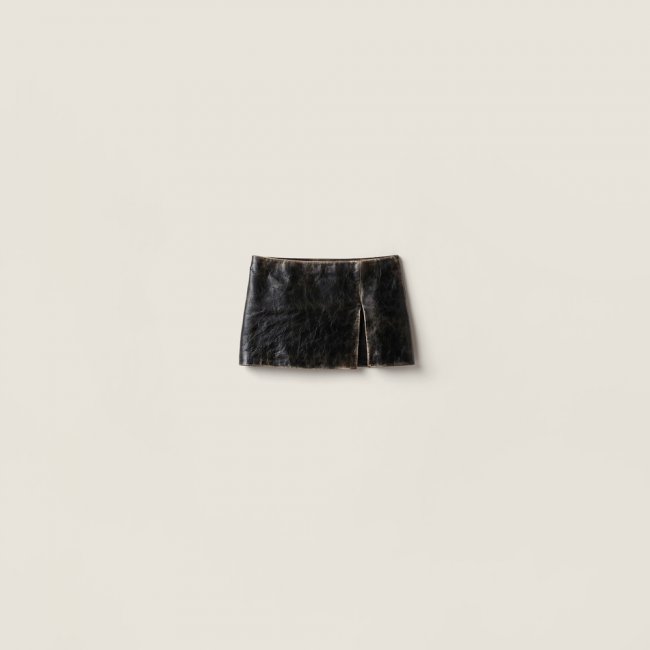 Miu Miu Leather miniskirt Black