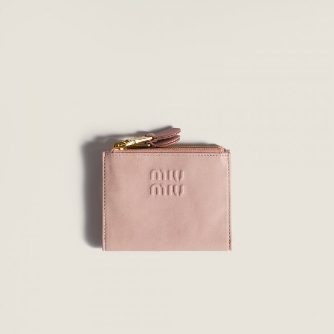Miu Miu Small nappa leather wallet Peach