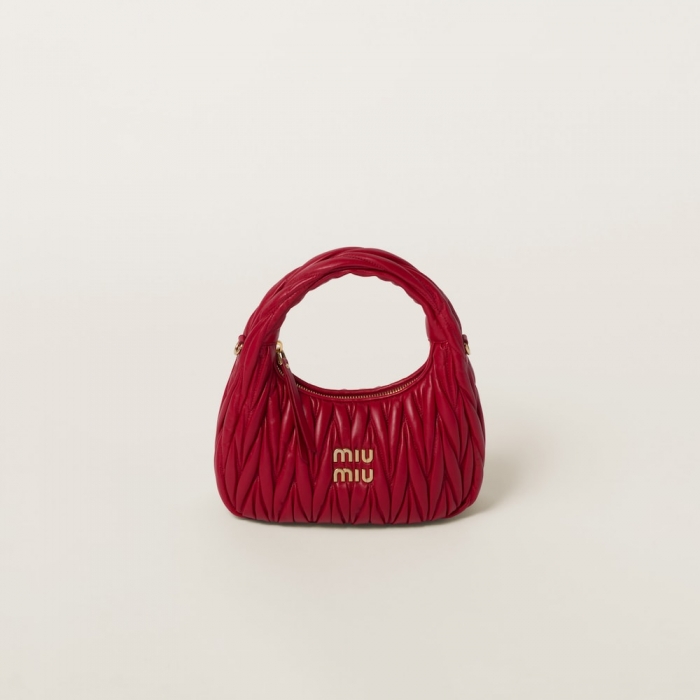 Miu Miu Wander matelassé nappa leather hobo bag Red