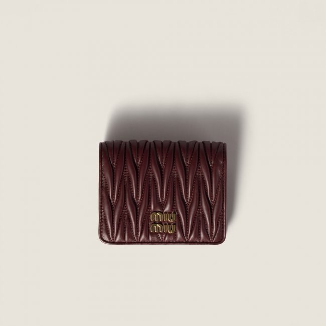 Miu Miu Small matelassé nappa leather wallet Burgundy