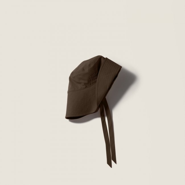 Miu Miu Wide-brimmed poplin bucket hat - Cocoa Brown