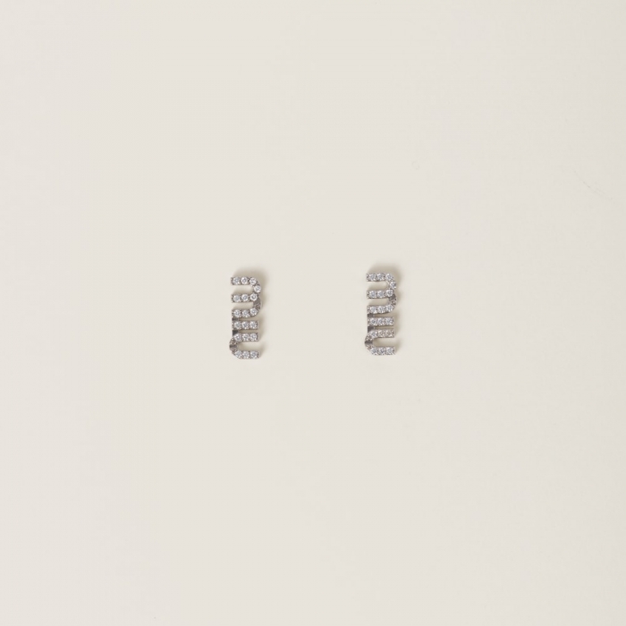 Miu Miu Metal earrings with crystals Steel / Crystal