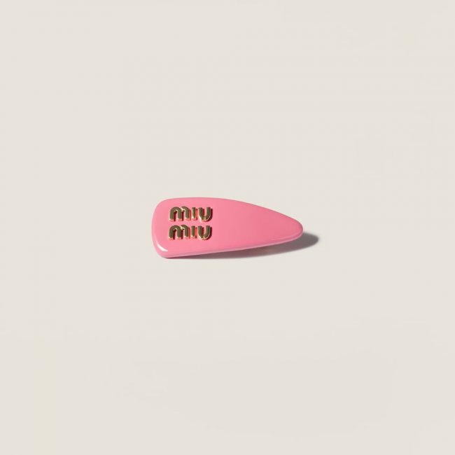 Miu Miu Patent leather hair clip - Geranium Pink