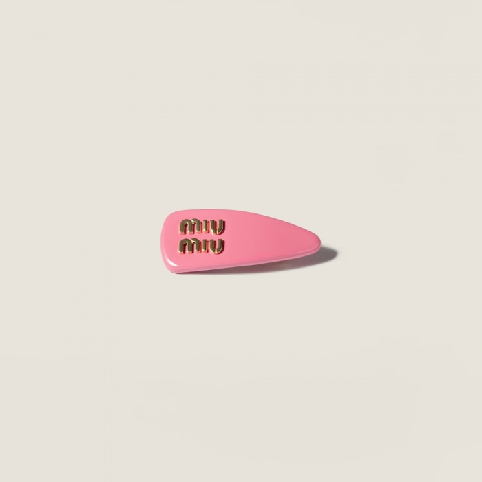 Miu Miu Patent leather hair clip - Geranium Pink