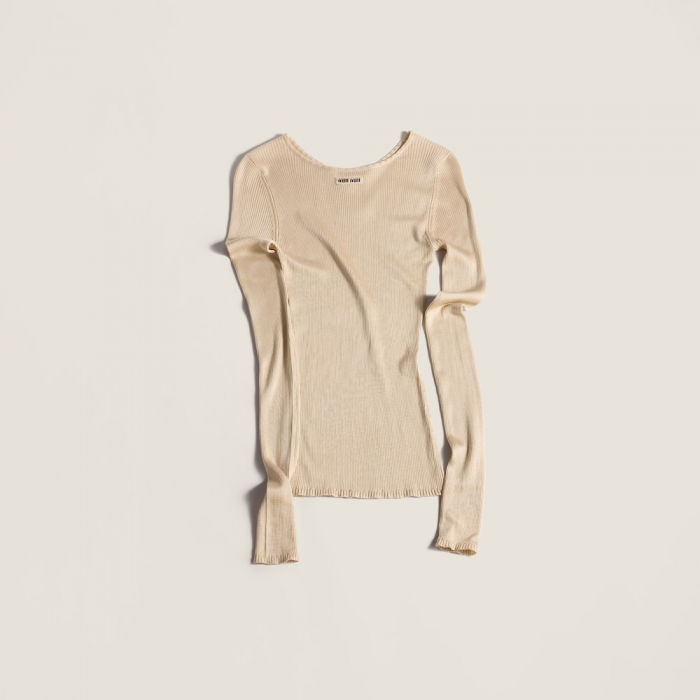 Miu Miu Silk crew-neck sweater Sand Beige