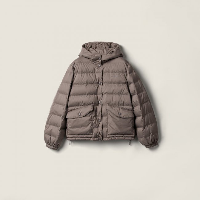 Miu Miu Technical pongé down jacket Steel Gray