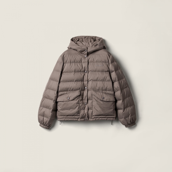 Miu Miu Technical pongé down jacket Steel Gray