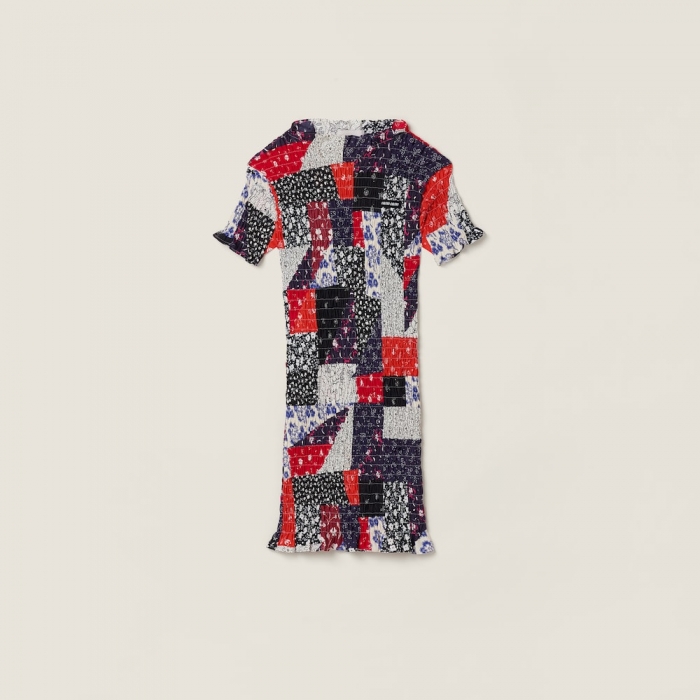 Miu Miu Patchwork poplin mini-dress Multicolored