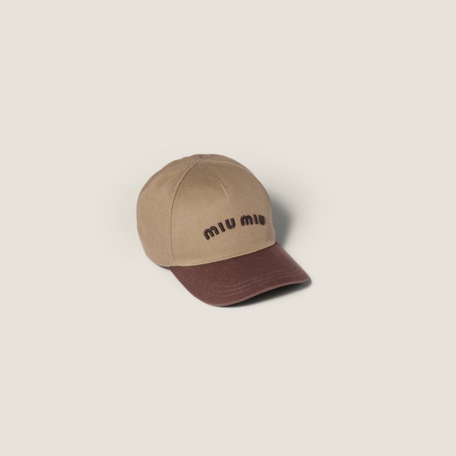 Miu Miu Drill baseball cap - Dove/Dark Brown