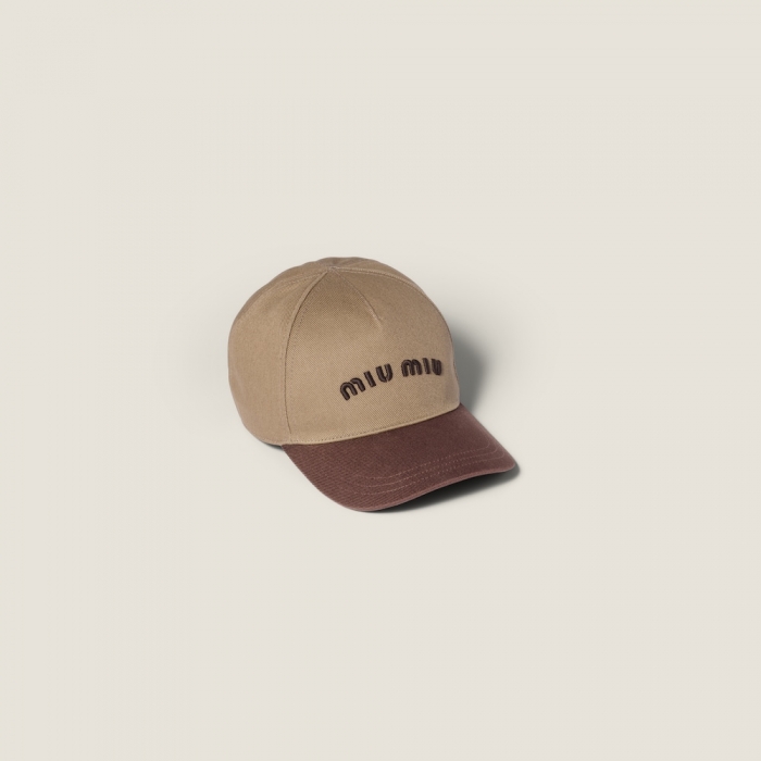 Miu Miu Drill baseball cap - Dove/Dark Brown