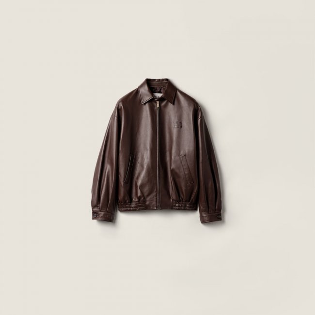 Miu Miu Nappa leather blouson jacket Sienna