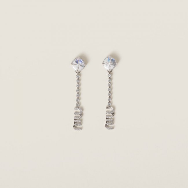 Miu Miu Metal earrings with crystals Steel / Crystal