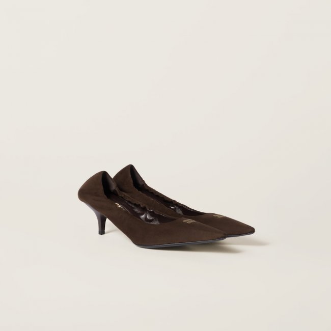 Miu Miu Ruches suede pumps Dark Brown