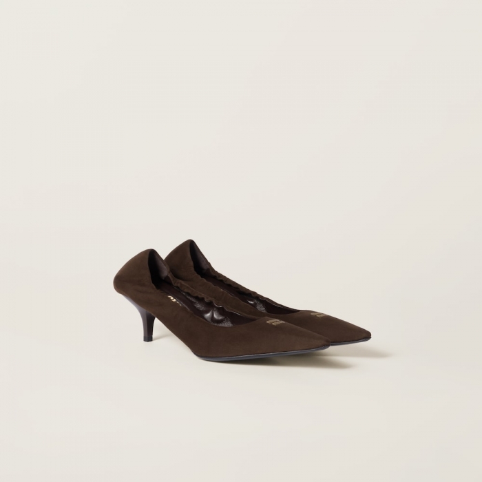 Miu Miu Ruches suede pumps Dark Brown