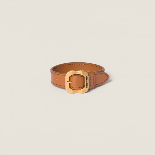 Miu Miu Leather bracelet Cognac