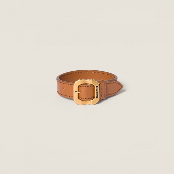 Miu Miu Leather bracelet Cognac