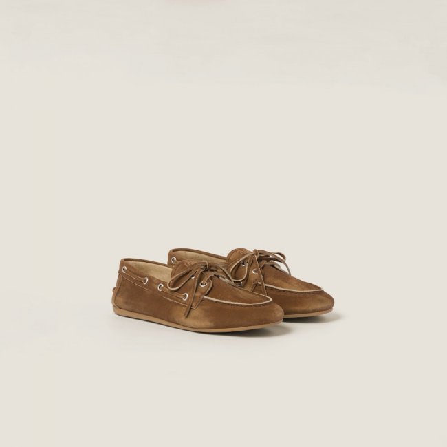Miu Miu Faded unlined suede loafers Cinnamon