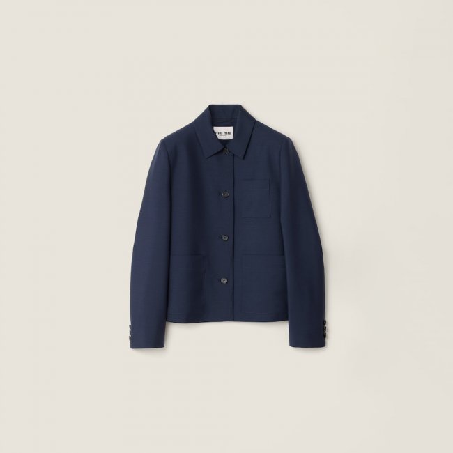 Miu Miu Single-breasted kid mohair jacket Navy