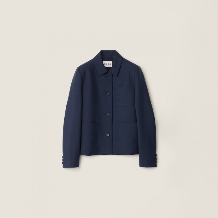 Miu Miu Single-breasted kid mohair jacket Navy