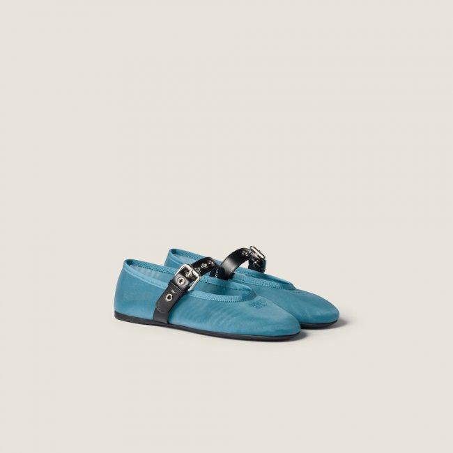 Miu Miu Mesh fabric ballerinas Anise