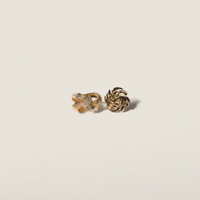 Miu Miu Metal earrings with crystals Vintage Gold / Crystal