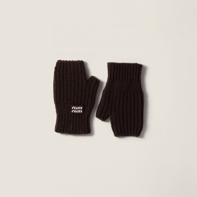Miu Miu Wool and cashmere gloves - Dark Brown