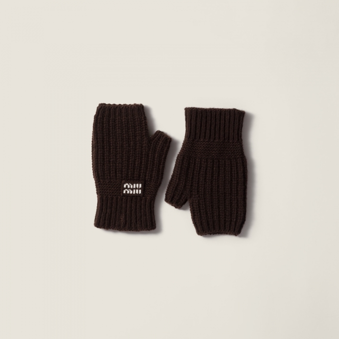 Miu Miu Wool and cashmere gloves - Dark Brown