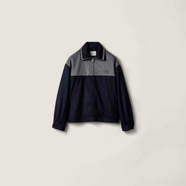 Miu Miu Velour blouson zipper jacket Blue / Grey