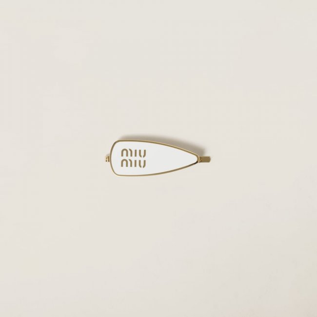 Miu Miu Enameled metal hair clip - White