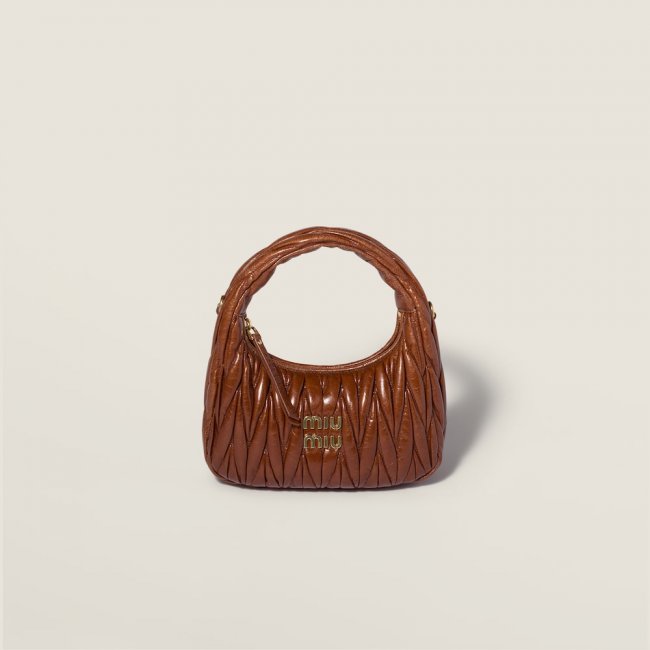 Miu Miu Wander matelassé nappa leather hobo bag Palisander