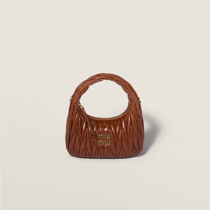 Miu Miu Wander matelassé nappa leather hobo bag Palisander