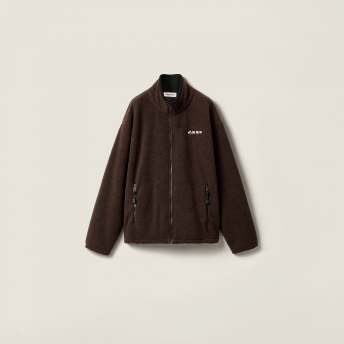 Miu Miu Fleece zipper jacket Ebony