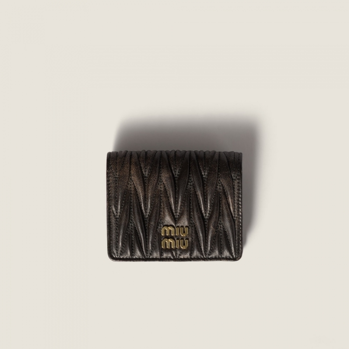 Miu Miu Small matelassé nappa leather wallet Coffee