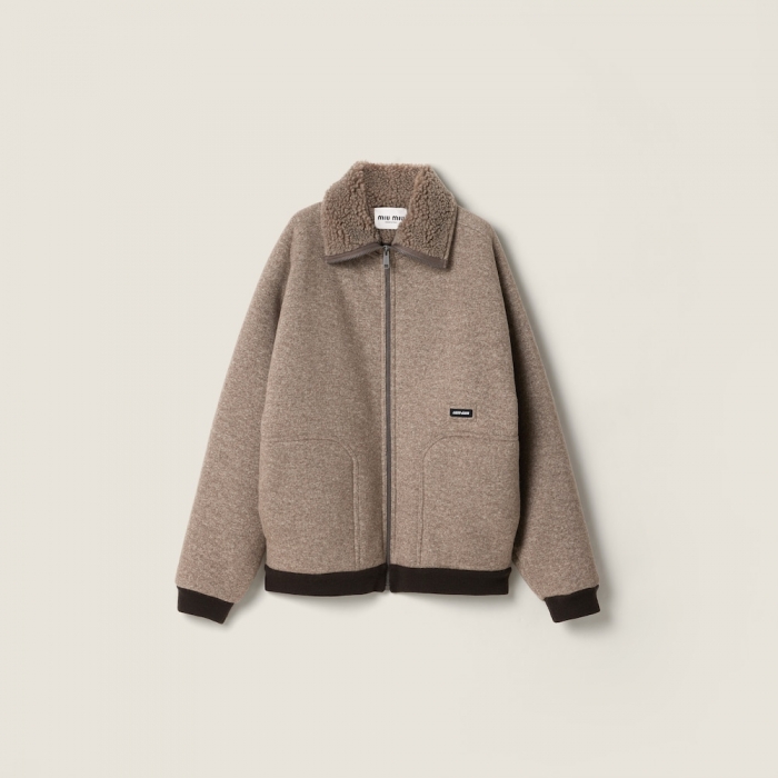 Miu Miu Cotton fleece zipper blouson jacket Cord