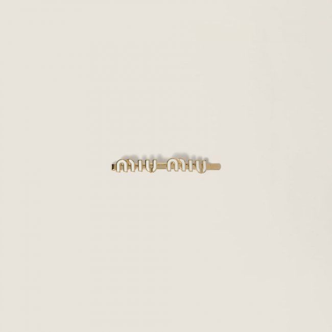 Miu Miu Enameled metal hair clip - White