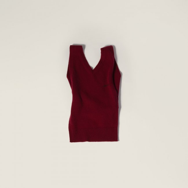 Miu Miu Cashmere knit vest Amaranth Red / Maize Yellow