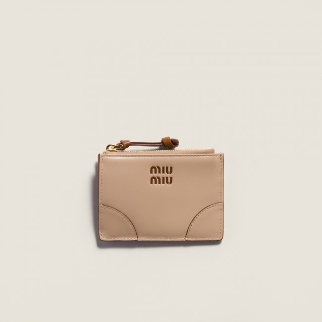 Miu Miu Leather card holder Cord / Cognac