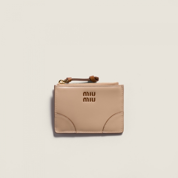 Miu Miu Leather card holder Cord / Cognac