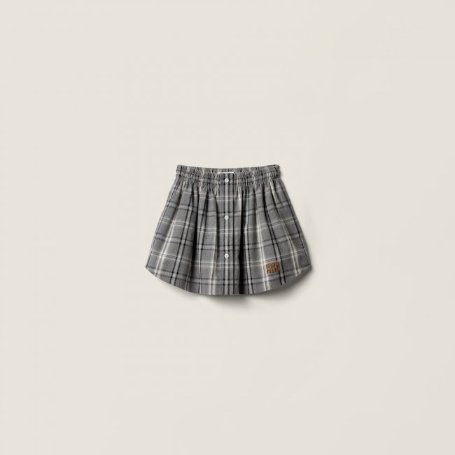 Miu Miu Checked flannel miniskirt Slate Gray