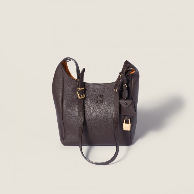 Miu Miu Leather bucket bag Dark Brown / Papaya