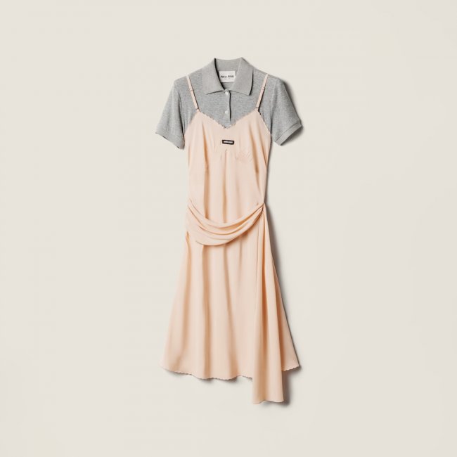 Miu Miu Marocain crepe dress Peach / Gray