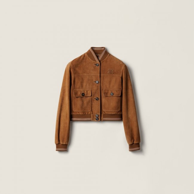 Miu Miu Suede blouson jacket Cinnamon