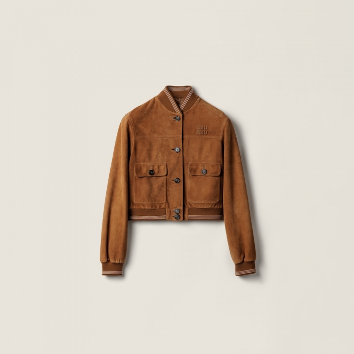 Miu Miu Suede blouson jacket Cinnamon