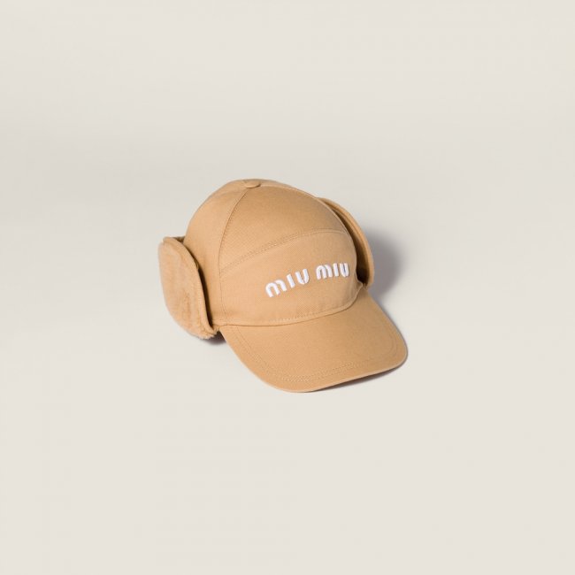 Miu Miu Drill and fleece cap - Honey