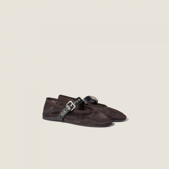 Miu Miu Mesh fabric ballerinas Dark Brown