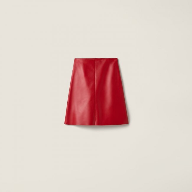 Miu Miu Nappa leather skirt Red