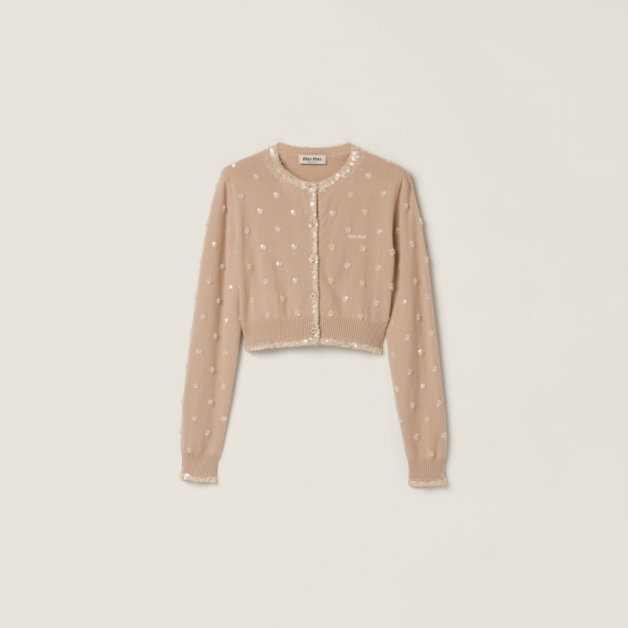 Miu Miu Embroidered cashmere cardigan Albino White